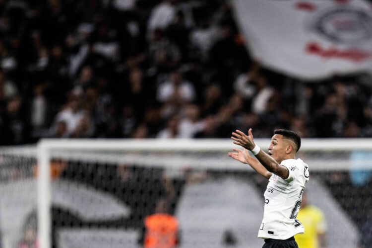SÃO PAULO, SP - 26.04.2023: CORINTHIANS X REMO - Commemoration of Corinthians' first goal, scored by Adson, during the match between Corinthians and Remo held at Neo Química Arena in São Paulo, SP. The match is the second valid for the 3rd Phase of the Copa do Brasil 2023. (Photo: Marco Galvão/Fotoarena/Sipa USA) - Photo by Icon sport