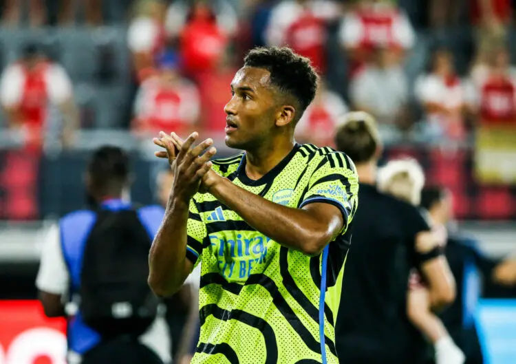 Jul 19, 2023; Washington, DC, USA; Arsenal defender Auston Trusty (32) celebrates after the game against the MLS in the 2023 MLS All Star Game at Audi Field. Mandatory Credit: Amber Searls-USA TODAY Sports/Sipa USA - Photo by Icon sport