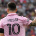 Aug 15, 2023; Chester, PA, USA; Inter Miami CF forward Lionel Messi (10) celebrates after scoring a goal against the Philadelphia Union during the first half at Subaru Park. Mandatory Credit: Eric Hartline-USA TODAY Sports/Sipa USA - Photo by Icon sport
