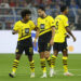 Karim Adeyemi, Ramy Bensebaini  et Gespraech waehrend (Borussia Dortmund) à domicile face au FC Heidenheim le 1er Septembre 2023. Photo by Icon sport