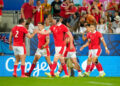 Team of Wales celebrates (Photo by Hugo Pfeiffer/Icon Sport)