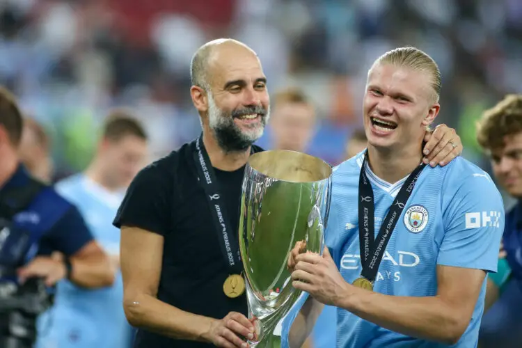 Guardiola avec Haaland (Photo by Ahmad Mora/DeFodi Images) - Photo by Icon sport