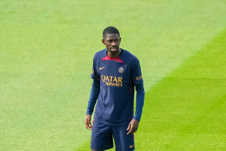 Ousmane DEMBELE of PSG during the training session of Paris Saint-Germain on August 18, 2023 in Poissy, France. (Photo by Hugo Pfeiffer/Icon Sport)