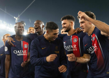 Les joueurs du PSG étaient particulièrement enthousiastes après leur victoire face à l'OM. - Photo by Icon sport