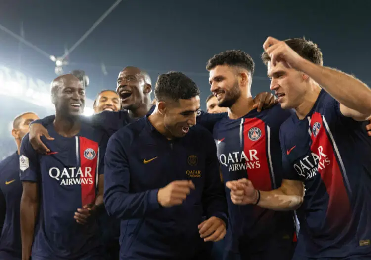 Les joueurs du PSG étaient particulièrement enthousiastes après leur victoire face à l'OM. - Photo by Icon sport