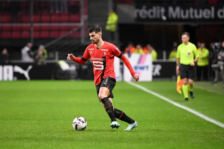 Martin Terrier fait son grand retour dans le groupe rennais neuf mois après sa grave blessure au genou droit. - Photo by Anthony  
 Bibard/FEP/Icon Sport.