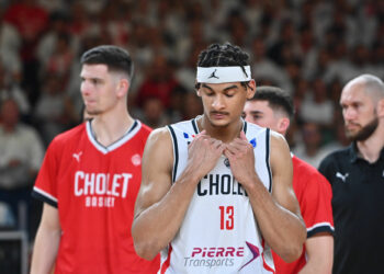 Neal SAKO of Cholet looks dejected during the FIBA Europe Cup Final, second-leg match between Cholet and Wloclawek at La Meilleraie on April 26, 2023 in Cholet, France. (Photo by Anthony Dibon/Icon Sport)