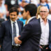 Pablo LONGORIA president and Frank MCCOURT owner of Marseille prior the Ligue 1 Uber Eats match between Marseille and Reims at Orange Velodrome on August 12, 2023 in Marseille, France. (Photo by Johnny Fidelin/Icon Sport)