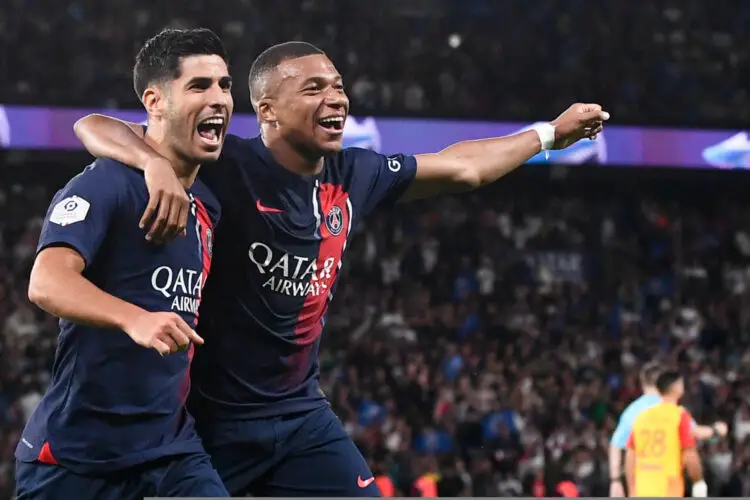 11 Marco ASENSIO (psg) - 07 Kylian MBAPPE (psg) during the Ligue 1 Uber Eats match between Paris Saint Germain and Racing Club de Lens on August 26, 2023 in Paris, France. (Photo by Philippe Lecoeur/FEP/Icon Sport)