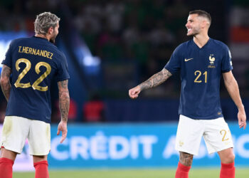 22 Theo HERNANDEZ (fra) - 21 Lucas HERNANDEZ (fra) during the Group B - UEFA EURO 2024 Qualifying Round match between France and Ireland at Parc des Princes on September 7, 2023 in Paris, France. (Photo by Philippe Lecoeur/FEP/Icon Sport)