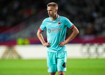 Arthur Vermeeren of Royal Antwerp FC during the UEFA Champions League match, Group H, between FC Barcelona and Royal Antwerp FC played at Lluis Companys Stadium on September 19, 2023 in Barcelona, Spain. (Photo by Bagu Blanco / Pressinphoto / Icon Sport) - Photo by Icon sport