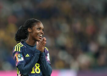 (230808) -- MELBOURNE, Aug. 8, 2023 (Xinhua) -- Colombia's Linda Caicedo reacts during the round of 16 match between Colombia and Jamaica at the 2023 FIFA Women's World Cup in Melbourne, Australia, Aug. 8, 2023. (Xinhua/Ding Xu) - Photo by Icon sport