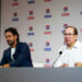 John TEXTOR President of Lyon and Fabio GROSSO coach of Lyon  during the presentation as the new coach of Olympique Lyonnais at Groupama Stadium on September 18, 2023 in Lyon, France. (Photo by Romain Biard/Icon Sport)