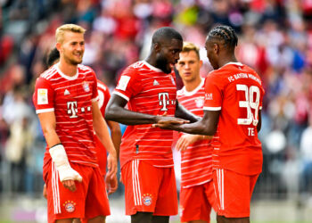 Mathys Tel, Matthijs de Ligt et Dayot Upamecano - Bayern Munich - Photo by Icon sport