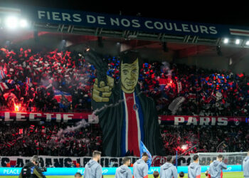 Tifo during the UEFA Champions League Group F match between Paris Saint-Germain and AC Milan at Parc des Princes on October 25, 2023 in Paris, France. (Photo by Hugo Pfeiffer/Icon Sport)