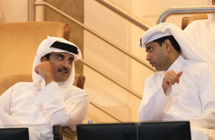 L'Emir Sheikh Tamim bin Hamad al-Thani et Nasser el-Khelaifi - Photo by Icon sport