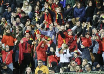 Les supporters belges qui chantent pour les supporters suédois. Belga / Icon Sport