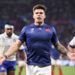 Matthieu JALIBERT  OF FRANCE celebrate during the 2023 Rugby World Cup Pool A match between France and Italy at Groupama Stadium on October 6, 2023 in Lyon, France. (Photo by Anthony Bibard/FEP/Icon Sport)