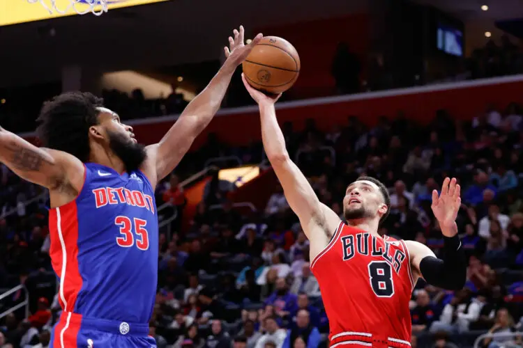 Zach LaVine (Chicago Bulls) face à Marvin Bagley III (Detroit Pistons) - Photo by Icon sport