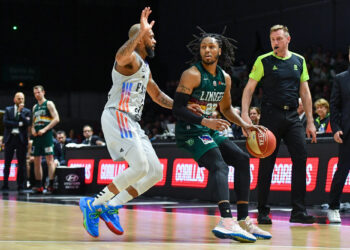 Demonte HARPER of Limoges and Ryan BOATRIGHT of Paris during the Betclic Elite match between Paris and Limoges at Halle Georges-Carpentier on May 10, 2022 in Paris, France. (Photo by Franco Arland/Icon Sport)