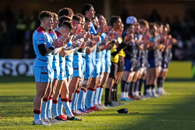 Bath Rugby and Glasgow Warriors during a minute silence for former Scotland international player Doddie Weir before the EPCR Challenge Cup match at The Recreation Ground, Bath. Picture date: Saturday December 10, 2022. - Photo by Icon sport