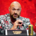 Tyson Fury during a press conference at HERE at Outernet, Fury. Tyson Fury hit back at his critics at the launch press conference of his boxing contest with mixed martial arts fighter Francis Ngannou before he hinted at a second bout between the pair in the octagon. Picture date: Thursday September 7, 2023. - Photo by Icon sport