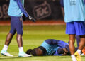 Eduardo Camavinga a été touché mercredi à Clairefontaine suite à un choc avec son coéquipier Ousmane Dembélé. - Photo by Anthony Bibard/FEP/Icon Sport.