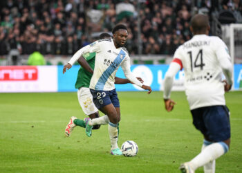 23 Josias LUKEMBILA (pfc) during the Ligue 2 BKT match between Association Sportive de Saint-Etienne and Paris Football Club at Stade Geoffroy-Guichard on November 4, 2023 in Saint-Etienne, France. (Photo by Anthony Bibard/FEP/Icon Sport)