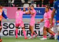 Jeremy WARD of Stade Francais celebrates his try during the Top 14 match between Stade Francais Paris and Castres Olympique at Stade Jean-Bouin on November 4, 2023 in Paris, France. (Photo by Anthony Dibon/Icon Sport)
