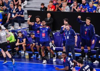 TEAM of France and Head coach Guillaume GILLE of France during the International Friendly match France and Italy at Kindarena on April 30, 2023 in Rouen, France. (Photo by Sandra Ruhaut/Icon Sport)