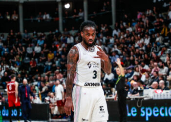 Paris LEE of Lyon during the Betclic Elite match between ASVEL Lyon-Villeurbanne v SIG Strasbourg at The Astroballe on October 29, 2023 in Villeurbanne, France. (Photo by Romain Biard/Icon Sport)