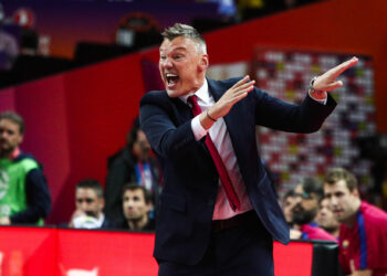 Barcelona's head coach Sarunas Jasikevicius during the Euroleague Final Four semifinal basketball match between Real Madrid and FC Barcelona held in Kaunas, Lithuania, 19 May 2023.

Photo by Icon Sport