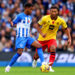 Brighton and Hove Albion's Ansu Fati (left) and Sheffield United's Auston Trusty battle for the ball during the Premier League match at The AMEX, Brighton and Hove. Picture date: Sunday November 12, 2023. - Photo by Icon sport
