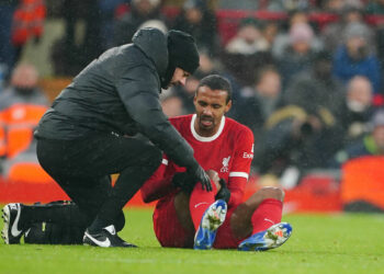 Liverpool's Joel Matip receives treatment during the Premier League match at Anfield, Liverpool. Picture date: Sunday December 3, 2023. - Photo by Icon sport