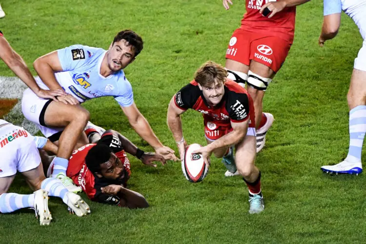 during the Top 14 match between Rugby Club Toulonnais and Aviron Bayonnais at Stade Mayol on August 26, 2023 in Toulon, France. (Photo by Anthony Bibard/FEP/Icon Sport)