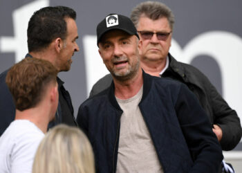 Christophe DUGARRY during the Ligue 2 BKT match between Bordeaux and Laval at Stade Matmut Atlantique on May 20, 2023 in Bordeaux, France. (Photo by Anthony Bibard/FEP/Icon Sport)