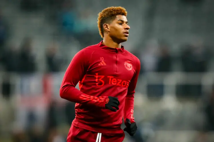 2nd December 2023; St James' Park, Newcastle, England; Premier League Football, Newcastle United versus Manchester United; Marcus Rashford of Manchester United during the pre-match warm-up - Photo by Icon sport