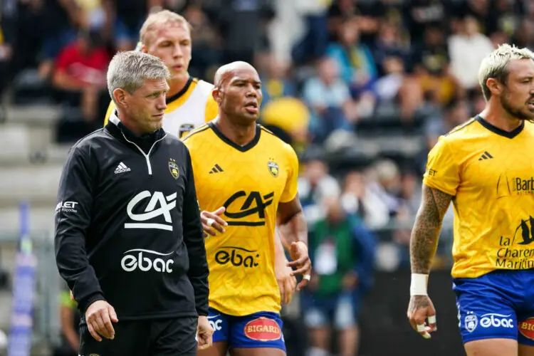 Roanan O GARA, Headcoach of La Rochelle and Teddy THOMAS of La Rochelle during the Top 14 match between Stade Rochelais and Lyon Olympique Universitaire at Stade Marcel Deflandre on August 26, 2023 in La Rochelle, France. (Photo by Eddy Lemaistre/Icon Sport)
