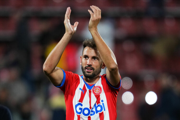 Cristhian Stuani of Girona FC celebrates the victory at full time during the La Liga EA Sports match between Girona FC and RC Celta played at Montilivi Stadium on October 27, 2023 in Girona, Spain. (Photo by Bagu Blanco / Pressinphoto / Icon Sport) - Photo by Icon sport