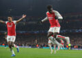 London, England, 29th November 2023. Bukayo Saka of Arsenal celebrates after scoring to make it 3-0 during the UEFA Champions League match at the Emirates Stadium, London. Picture credit should read: Paul Terry / Sportimage - Photo by Icon sport