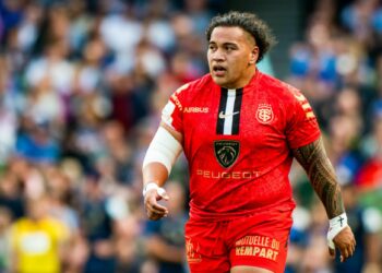 David Ainu'u of Toulouse during the Heineken Champions Cup Semi Final match between Leinster Rugby and Stade Toulousain at Aviva Stadium in Dublin, Ireland on May 14, 2022 (Photo by Andrew SURMA/ SIPA USA). - Photo by Icon sport
