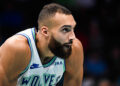 Dec 2, 2023; Charlotte, North Carolina, USA; Minnesota Timberwolves center Rudy Gobert (27) in a time out during the second half against the Charlotte Hornets at the Spectrum Center. Mandatory Credit: Sam Sharpe-USA TODAY Sports/Sipa USA - Photo by Icon sport