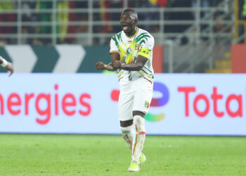 Sikou Niakate of Mali celebrates goal during the 2023 Africa Cup of Nations Finals match between Mali and South Africa at Amadou Gon Coulibaly Stadium in Korhogo on 16 January 2024 - Photo by Icon Sport