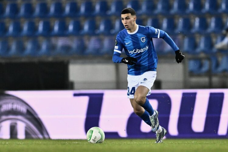 Genk's Bilal El Khannouss pictured during a game between Belgian soccer team KRC Genk and Serbian club FK Cukaricki, on Thursday 14 December 2023 in Genk, for the sixth and last day of the group phase of the UEFA Conference League competition, in group F. BELGA PHOTO JOHAN EYCKENS - Photo by Icon sport