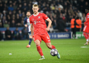 04 Matthijs DE LIGT (bay) during the UEFA Champions League, Round of 16 match between PSG and Bayern Munich at Parc des Princes on February 14, 2023 in Paris, France. (Photo by Anthony Bibard/FEP/Icon Sport)