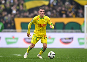 Quentin MERLIN of Nantes during the French Ligue 1 Uber Eats football match between Football Club de Nantes and Stade Brestois 29 at Stade de la Beaujoire on December 17, 2023 in Nantes, France. (Photo by Baptiste Fernandez/Icon Sport)