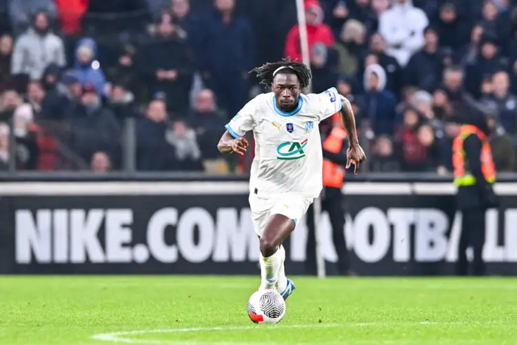 Bamo MEITE of Marseille during the French Cup match between US Thionville Lusitanos and Olympique de Marseille at Stade Saint-Symphorien on January 7, 2024 in Metz, France. (Photo by Daniel Derajinski/Icon Sport)