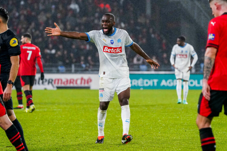 Jean ONANA of Marseille during the French Cup match between Stade Rennais and Olympique de Marseille at Roazhon Park on January 21, 2024 in Rennes, France. (Photo by Eddy Lemaistre/Icon Sport)