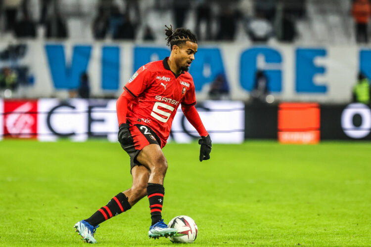Lorenz ASSIGNON of Rennes during the Ligue 1 Uber Eats match between Olympique de Marseille and Stade Rennais Football Club at Orange Velodrome on December 3, 2023 in Marseille, France. (Photo by Johnny Fidelin/Icon Sport)