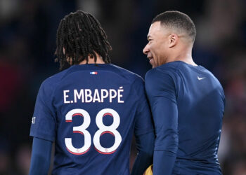 07 Kylian MBAPPE (psg) - 38 Ethan MBAPPE LOTTIN (psg) during the Ligue 1 Uber Eats match between Paris Saint-Germain Football and Football Club de Metz at Parc des Princes on December 20, 2023 in Paris, France. (Photo by Philippe Lecoeur/FEP/Icon Sport)